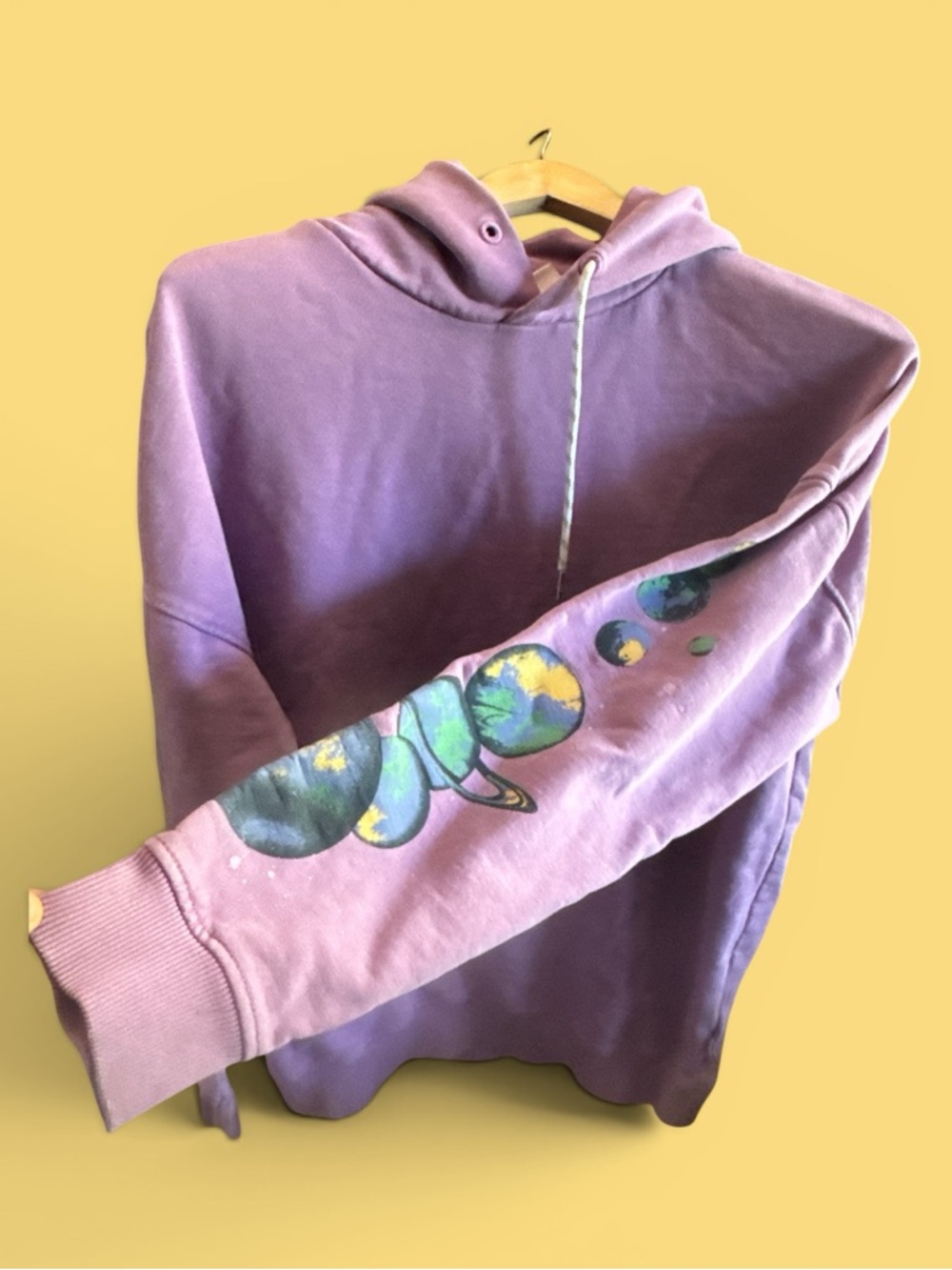 Quiksilver Lavender Pullover Hoodie Women’s Size Small Oversized Space Graphics